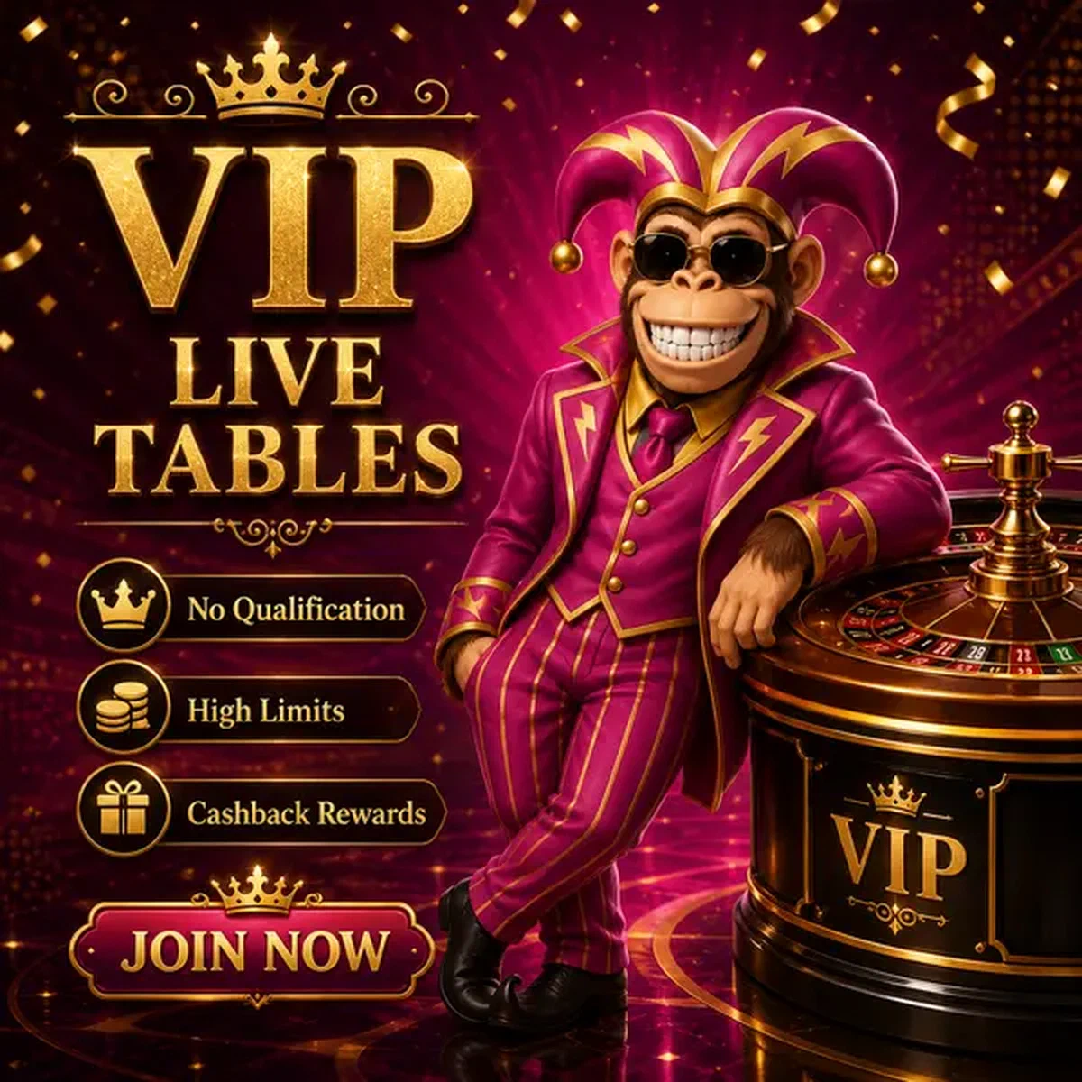 Bonus Kong appoggiato con sicurezza contro i Tavoli Live VIP al casinò live esclusivo ad alto limite