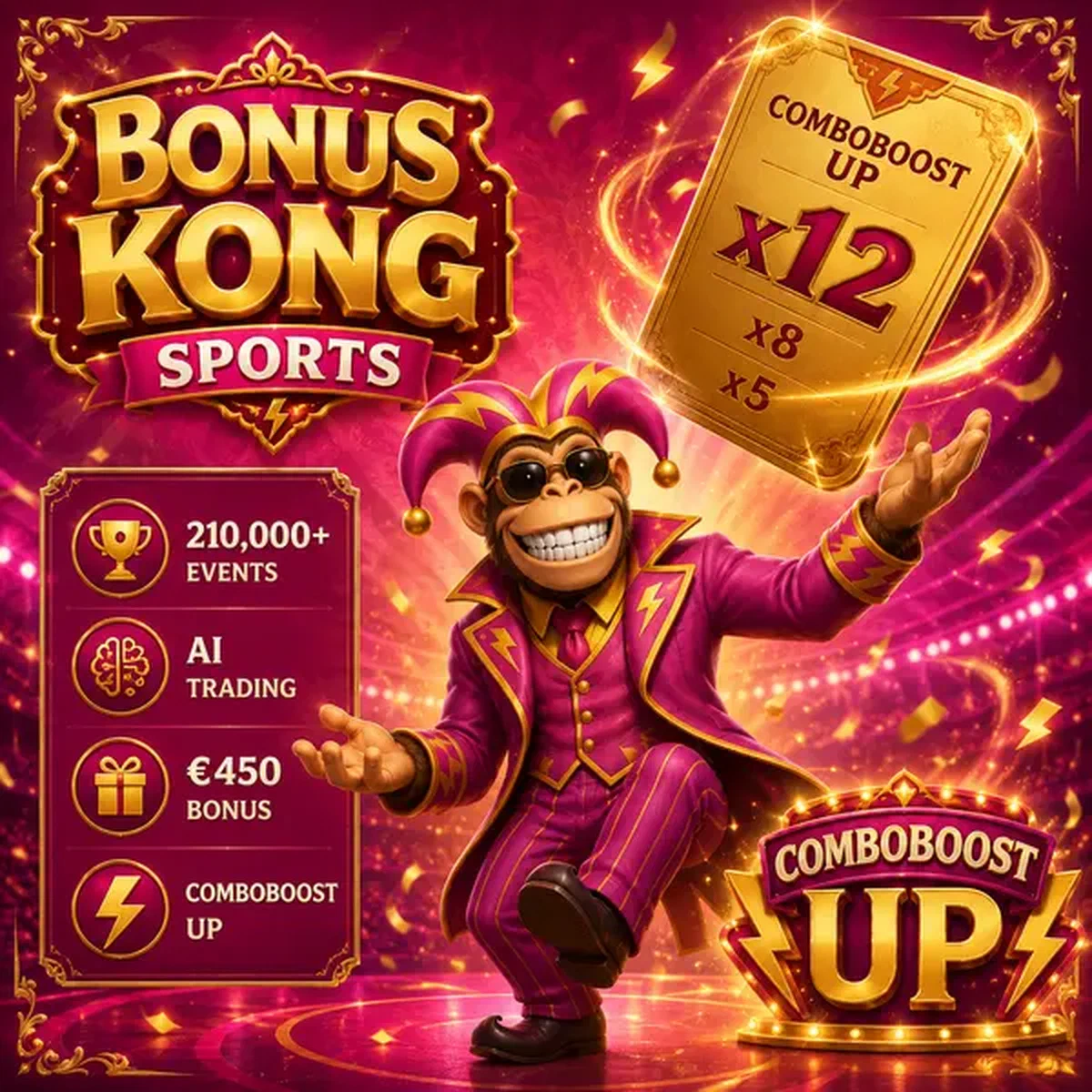 Bonus Kong Sports avventura sportsbook con carte moltiplicatore dorate ed energia carnival